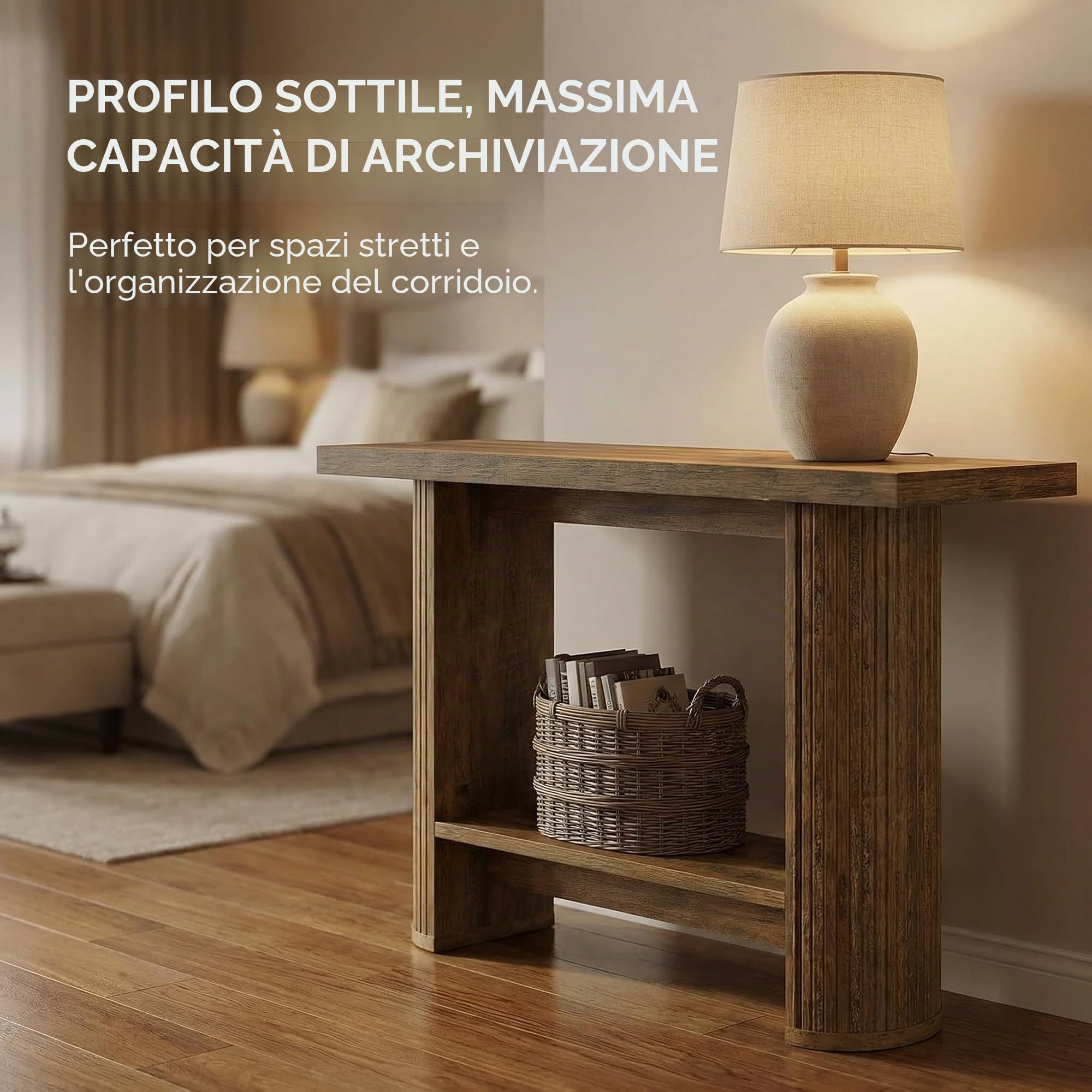 Tribesigns Consolle Ingresso a Ripiani, Tavolo Consolle Moderno da Corridoio, 140 x 30 x 80 cm, Tavolino in Legno da Posizionare Dietro il Divano per Soggiorno, Camera, Ingresso, Marrone