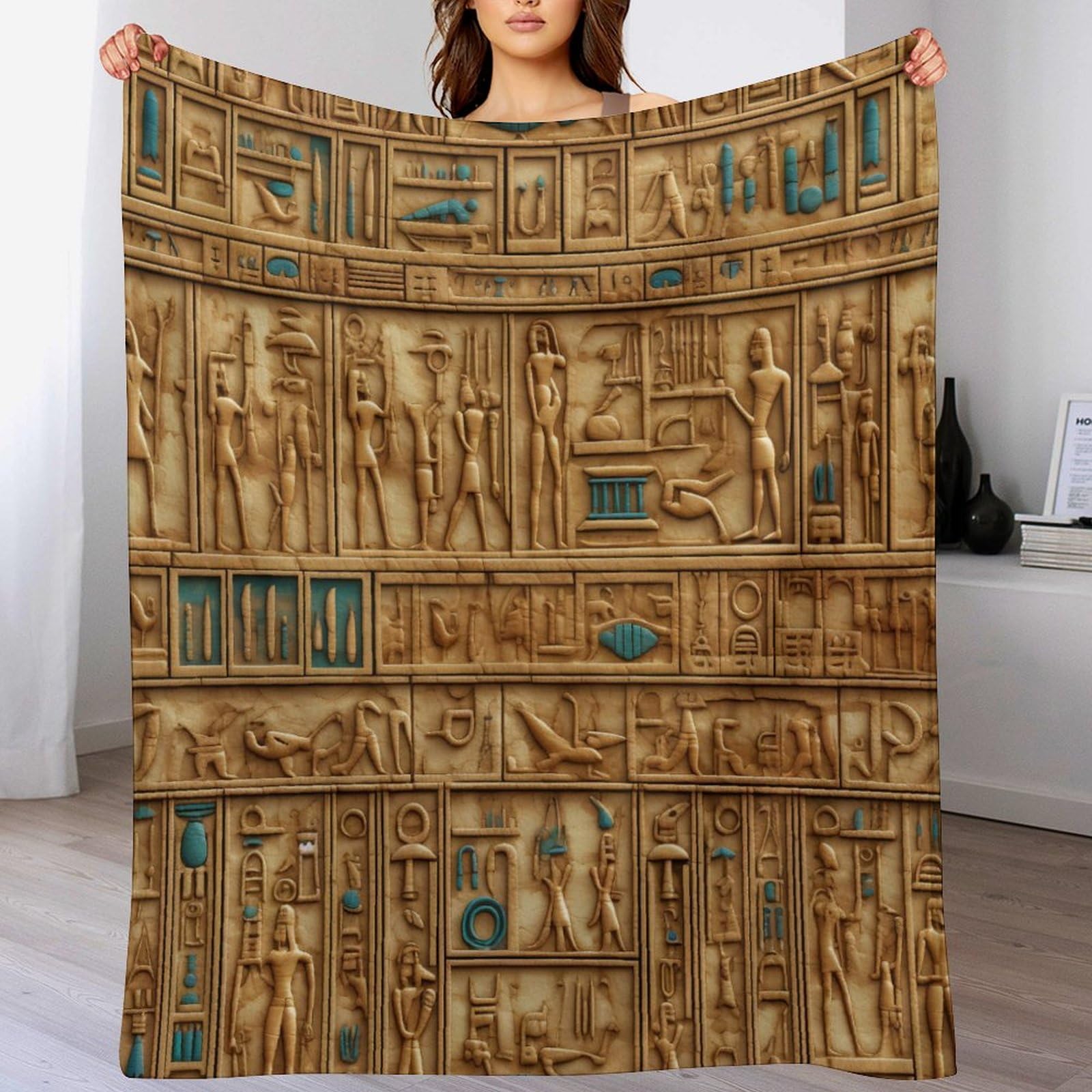 Ggjjtt Boys Egyptian Hieroglyphics Blanket Soft Cozy Blanket Throw Couch Bed Print Couch And House Decor Throws For Sofa For Kids Girls, 140×180Cm