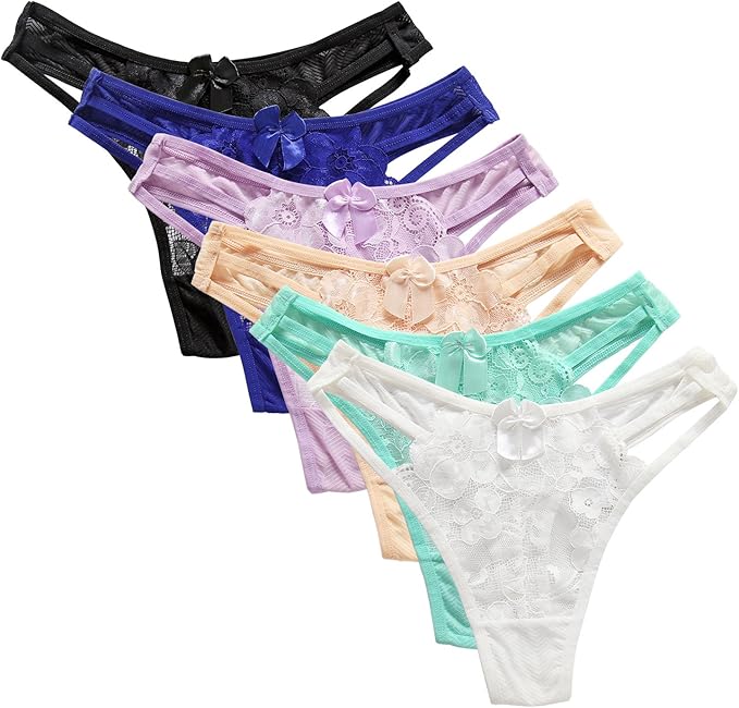 Amazon Co Jp Okeer Tバック レディース Tバック ショーツ レースセクシー ローウエストジャカード 女性の通気性 下着 6枚 セット 3枚セット 3024 6枚セット 服 ファッション小物