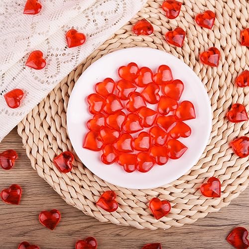 Miniatura 6 de TUPARKA 210 piezas de corazones acrílicos rojos acrílicos adornos para decoración de mesarellenos de jarróndecoración del hogar en el día de San