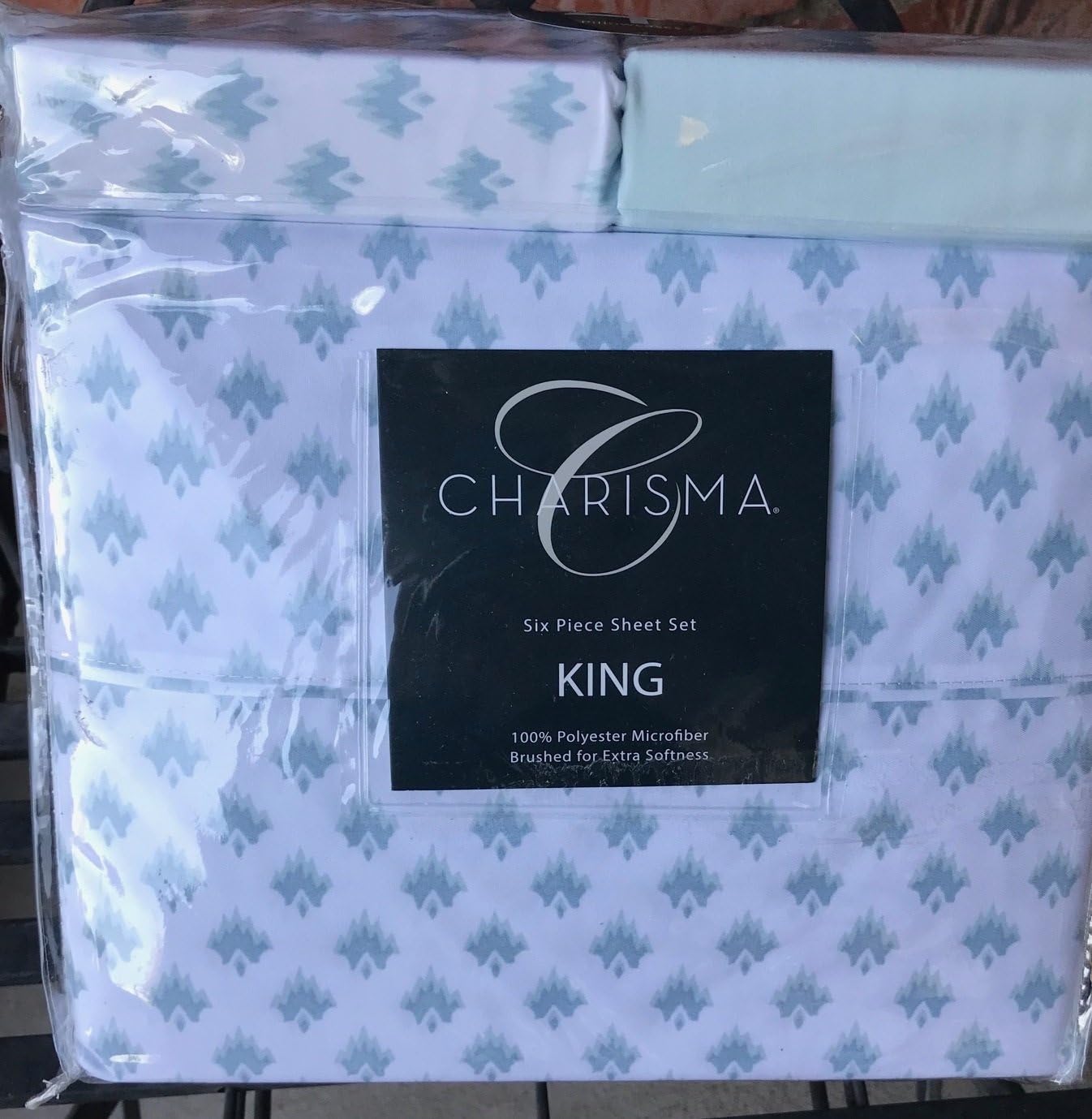 Charisma King Size Green with pattern Microfiber 6 piece