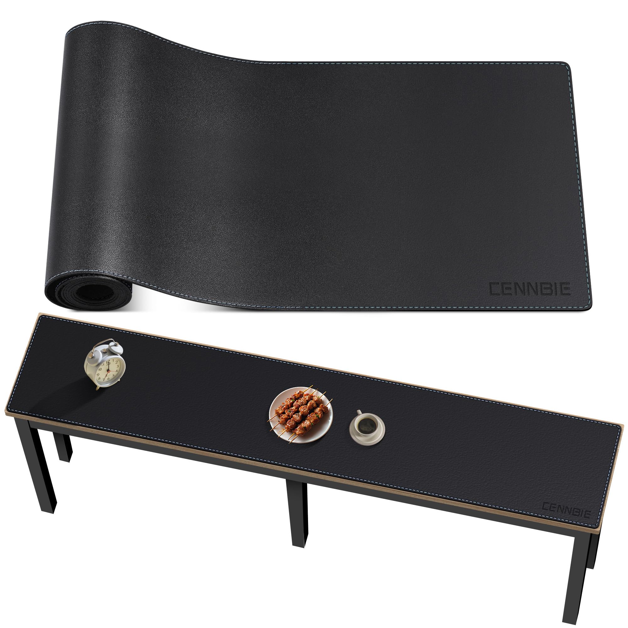 CENNBIE Console Table Cover - 47x11.8 Inch Long Narrow Leather Mat Protector For Sofa, TV, Media Tables