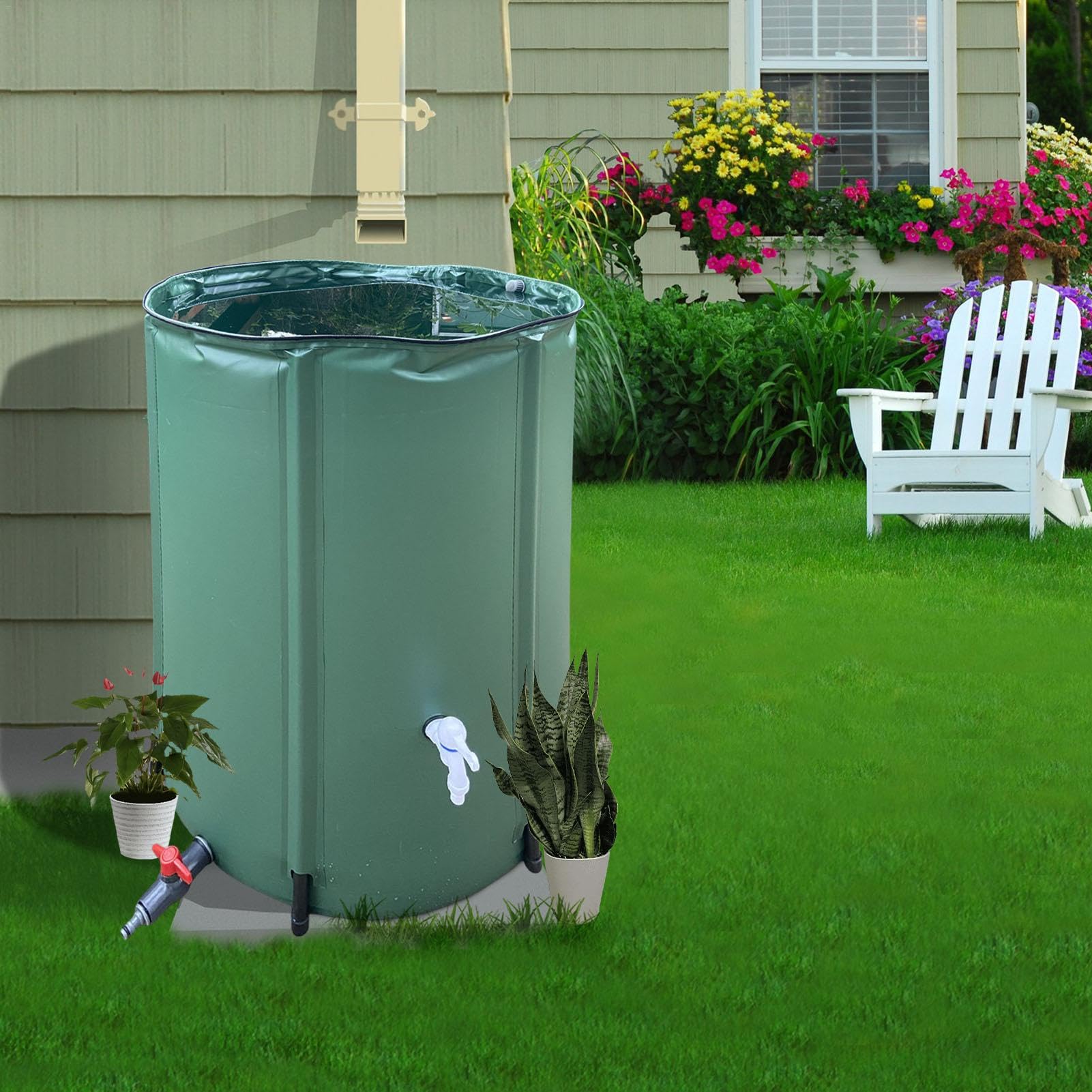 Colector de agua de lluvia – Colector de barril de agua de lluvia | tanque de almacenamiento de agua de lluvia con válvulas, tanque de almacenamiento de agua de gran capacidad con malla, conten