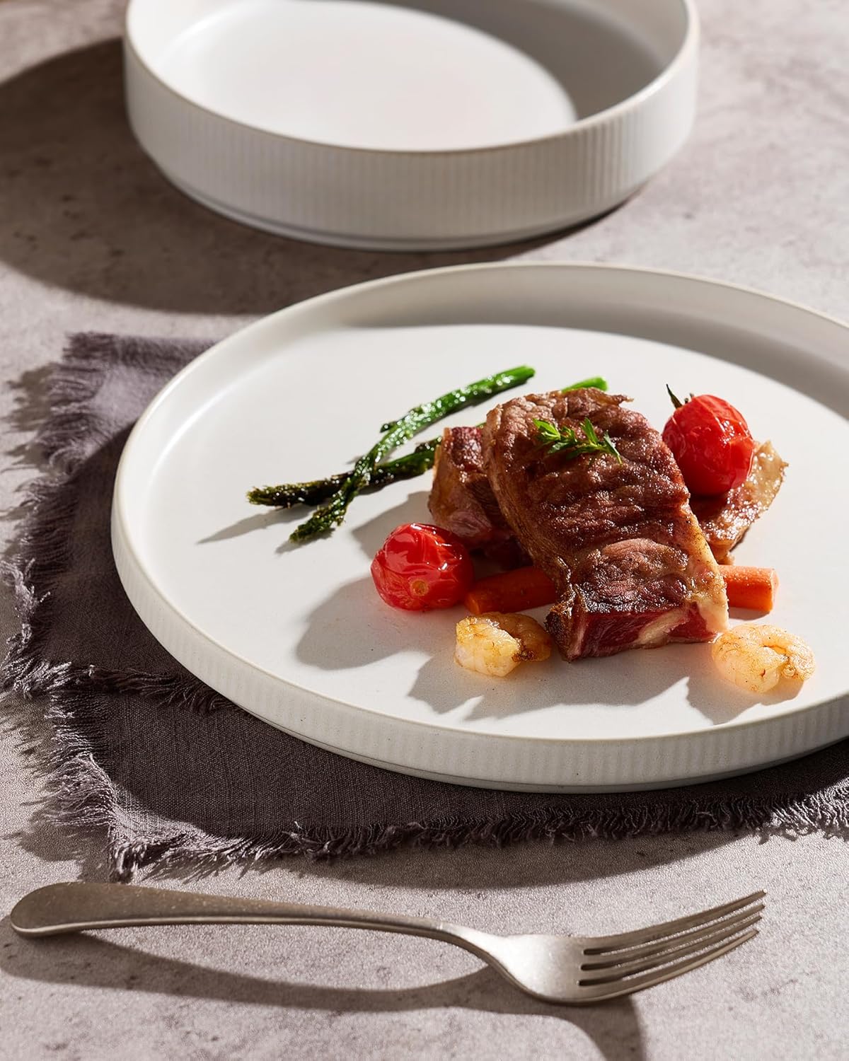 famiware Star Plates and Bowls Sets, Modern Stoneware Dinnerware Sets for 8, 24-Piece Kitchen Dish Set - Microwave and Dishwasher Safe, Chip and Scratch Resistant, Matte White - Image 10