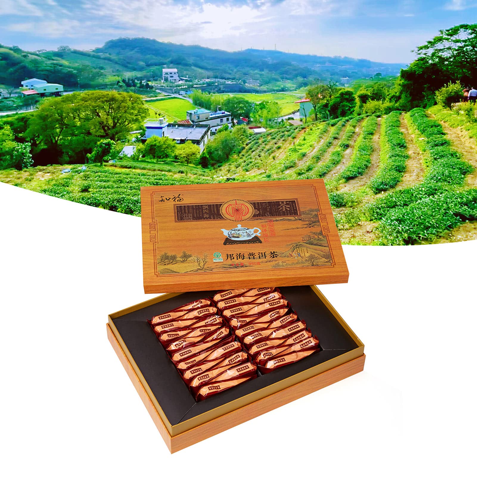 12,3 oz Puer Tea gealterter reifer Tee mit Geschenkbox, 40 Teebeutel, China Yunnan Puerh Tee Heicha, weicher Dicker Geschmack mit gealterten Aromen, für Senioren