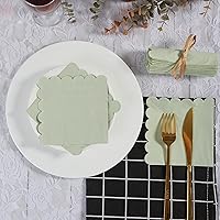 Vista 5 de 100 paquete de servilletas de cóctel de 2 capas con borde festoneado, servilletas de postre plegadas de 5 x 5 pulgadas, servilletas desechables