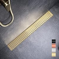 Vista 7 de Drenaje lineal de ducha rectangular de 36 pulgadas, acero inoxidable SUS-304 de níquel cepillado, drenaje lineal de piso de drenaje rápido de 51