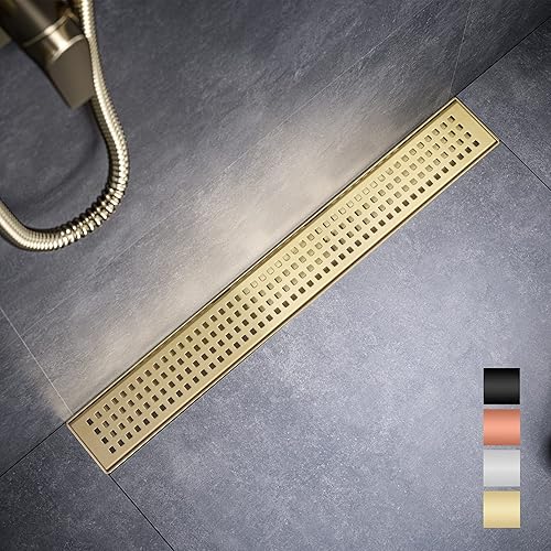 Miniatura 7 de Drenaje lineal de ducha rectangular de 36 pulgadas, acero inoxidable SUS-304 de níquel cepillado, drenaje lineal de piso de drenaje rápido de 51