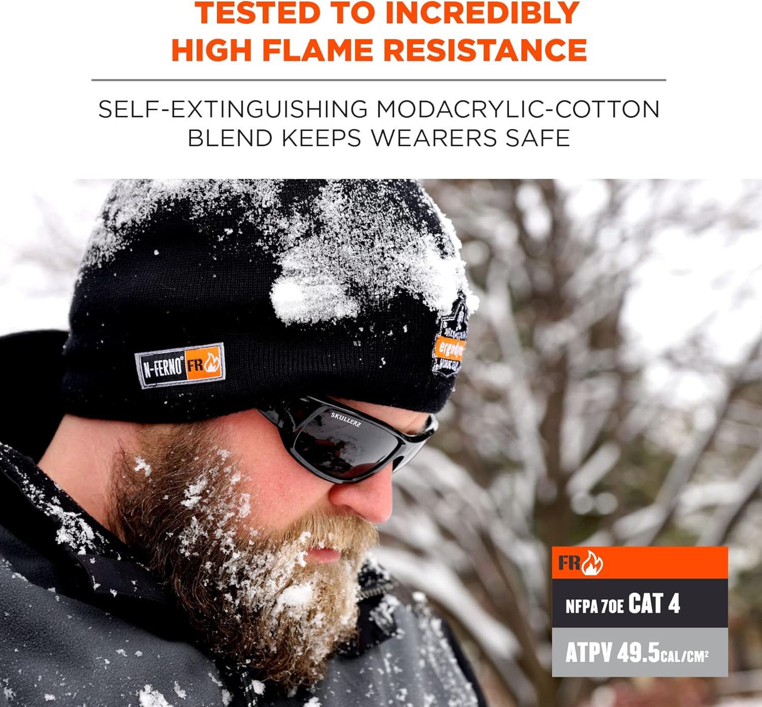 Ergodyne N-Ferno 6820 Fire Resistant Thermal Knit Beanie Cap, Black - Image 3