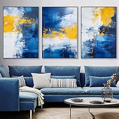 Blue and Yellow Abstract Wall Art