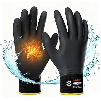KAYGO Waterproof Thermal Work Gloves with Warm Liner 1 Pair, KG160WB