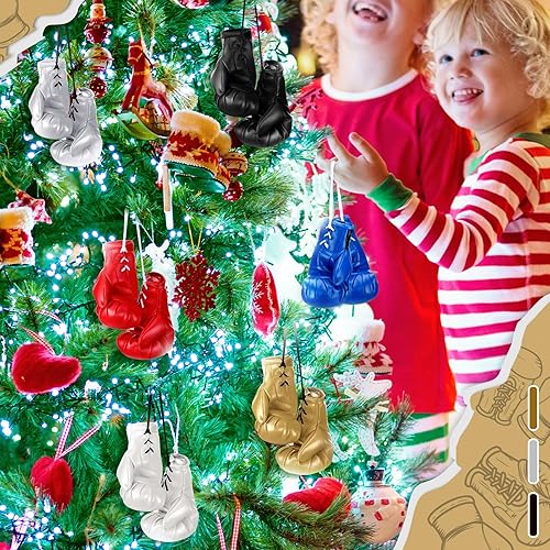 Miniatura 4 de Maitys 12 piezas de mini guantes de boxeo en miniatura, accesorios de boxeo, regalos de vacaciones, adorno de Navidad, decoración colgante,