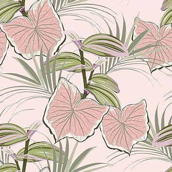 VaryStyle 17.7"x118" Pink Floral Wallpaper Tropical Pink/Green Leaf Botanical Peel and Stick Wallpaper Floral Removable Self Adhesive Wallpaper Murals Pink Contact Paper for Bedroom Bathroom Shelves