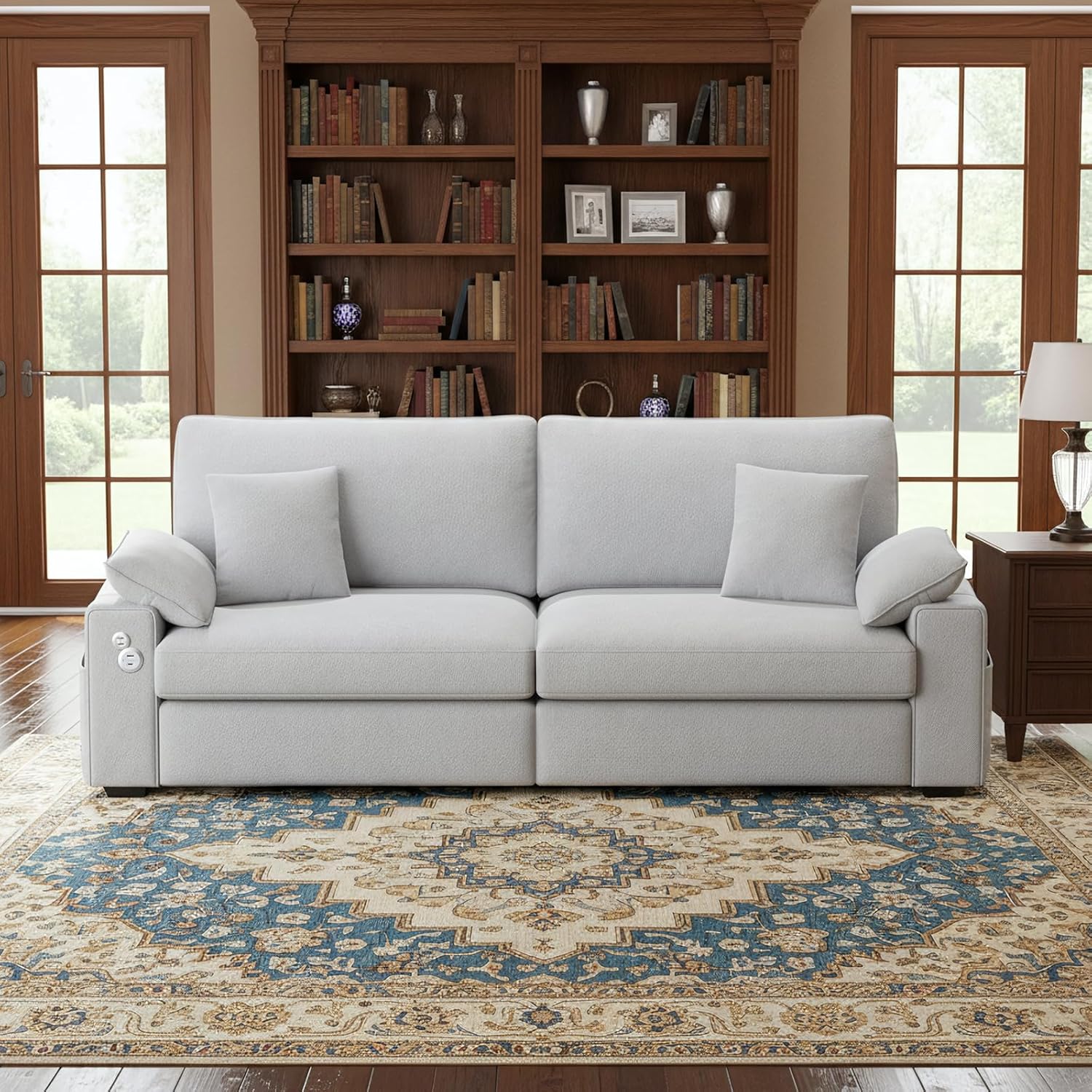 89" Modern Sofas for Living Room, Comfy Sofa with Deep Seat Couch, USB/Type-C Port, Side Storage, Removable Cover, Couches for Living Room, Apartment, Light Grey - Image 7