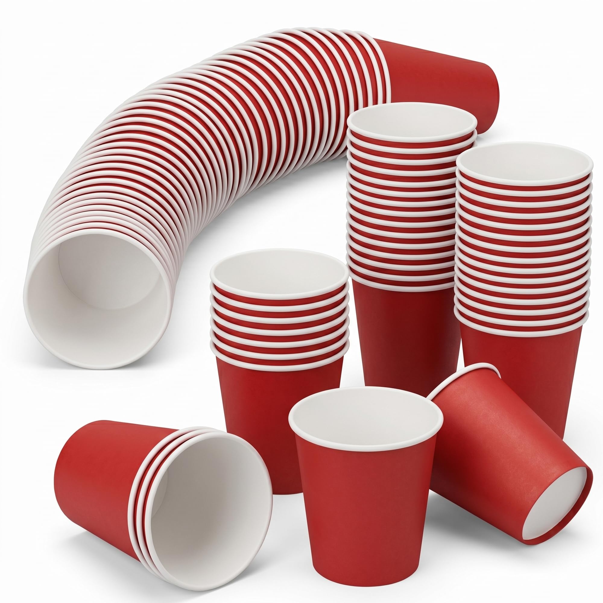 CHEF ROYALE 50 x2.5oz Disposable Bathroom Paper Cups, Red Mini Mouthwash Cups, Leak-Resistant Small Drinking Cups for Rinse, Dental, Travel & Parties, Hot & Cold Use