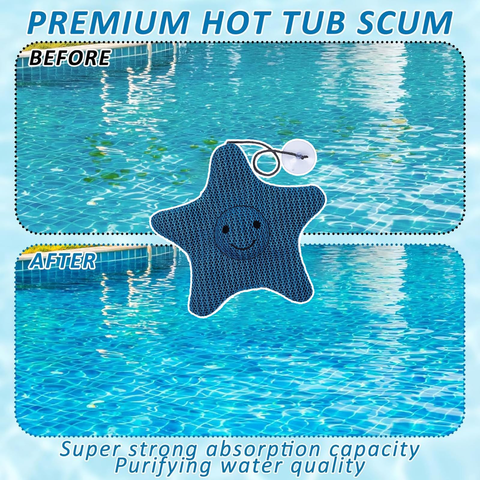 2 éponges Absorbantes Pour Piscine - Filtre à Huile Et Impuretés, Réutilisables, Lavables En Machine - 6