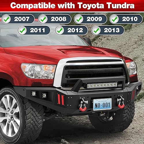 Miniatura 2 de Parachoques delantero compatible con Toyota Tundra 2007-2013, parachoques negro texturizado de ancho completo para Tundra 2007 2008 2009 2010 2011