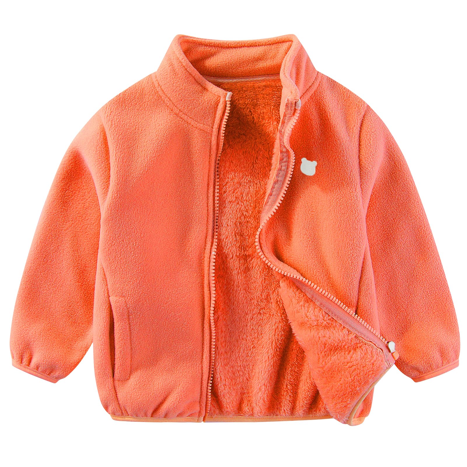 Gajaous Chaqueta de polar para niños pequeños, abrigada con cremallera completa de manga larga, abrigo cálido para bebés, niños y niñas, otoño, primavera e invierno