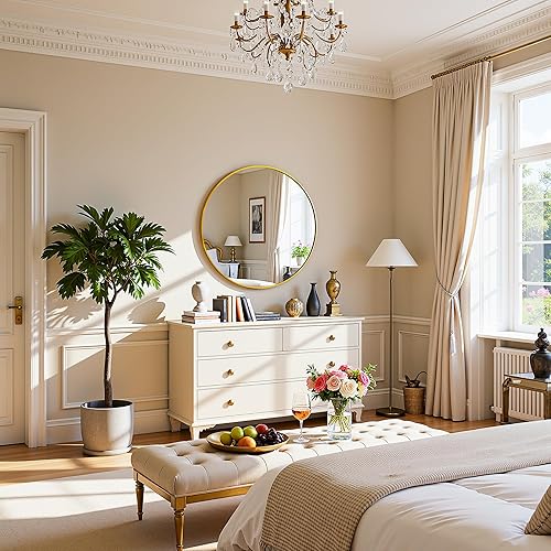 Miniatura 4 de Antok Espejo de pared, espejo de tocador de baño de 18 x 18 pulgadas, vidrio templado HD antioxidante, espejos montados en la pared para sala de