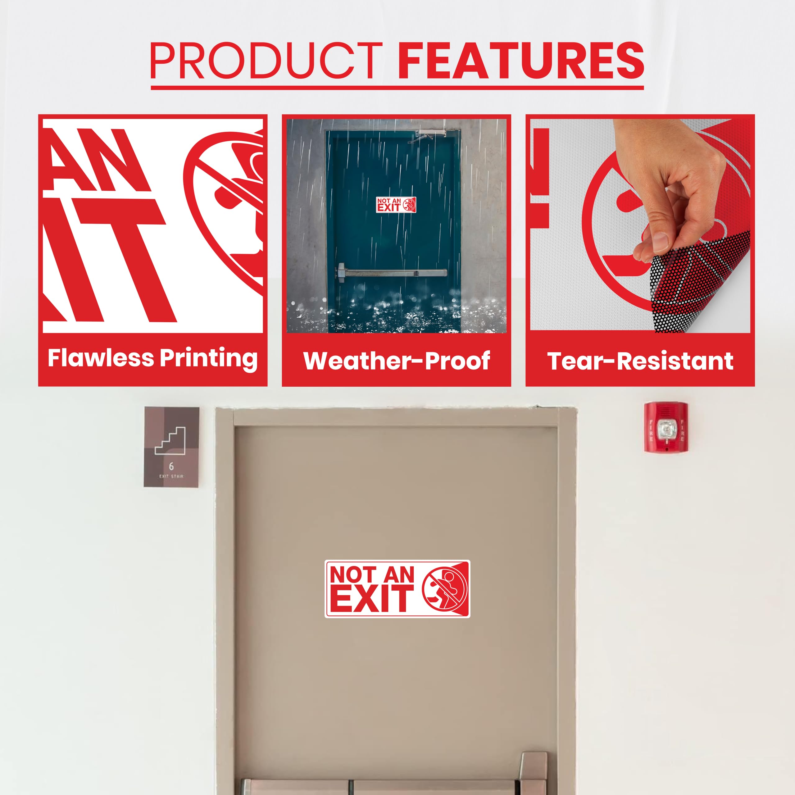 6 x Not an Exit Sign Sticker | 10 x 4 Inch Self-adhesive Vinyl This is Not an Exit Sign | UV-resistant, Waterproof Not an Exit Signs for Business — Amazon image 3