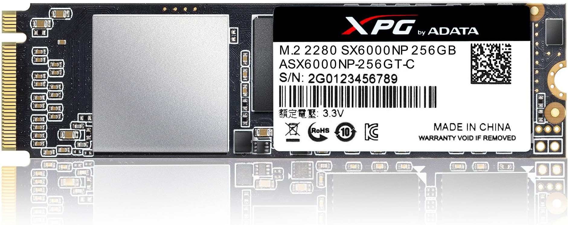 ADATA XPG SX6000 PCIe 256GB 3D NAND PCIe Gen3x4 M.2 2280 NVMe 1.2 R/W up to 1000/800MB/s Solid State Drive (ASX6000NP-256GT-C)