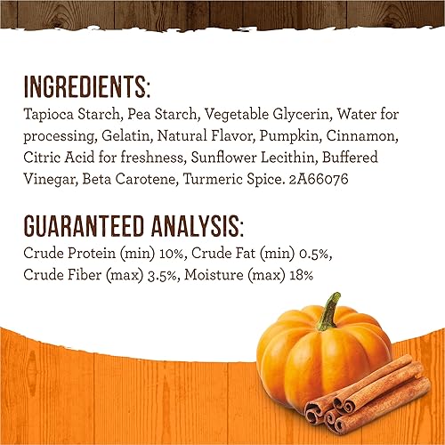 Miniatura 10 de Merrick Fresh Kisses - Masticables dentales naturales, golosinas infundidas con calabaza y canela para perros pequeños, de 5 a 15 libras, bolsa de 9