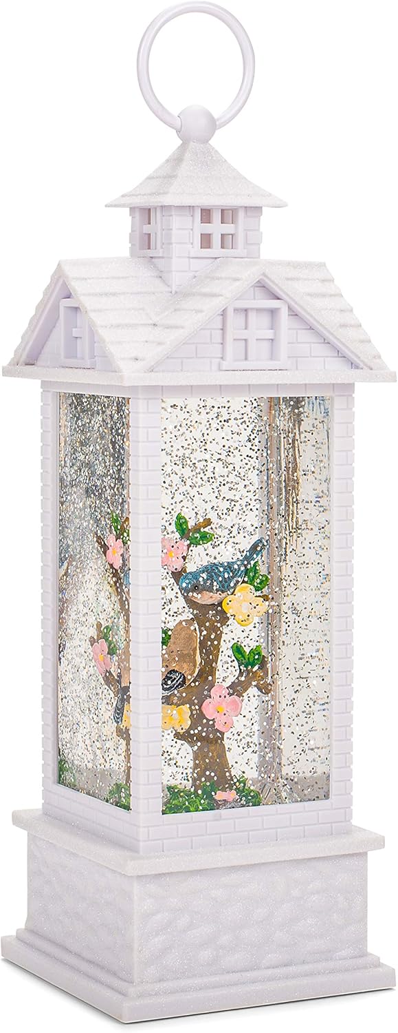 Raz Alabaster White Birds 12 x 4 Acrylic Decorative Tabletop Water Gazebo Lantern