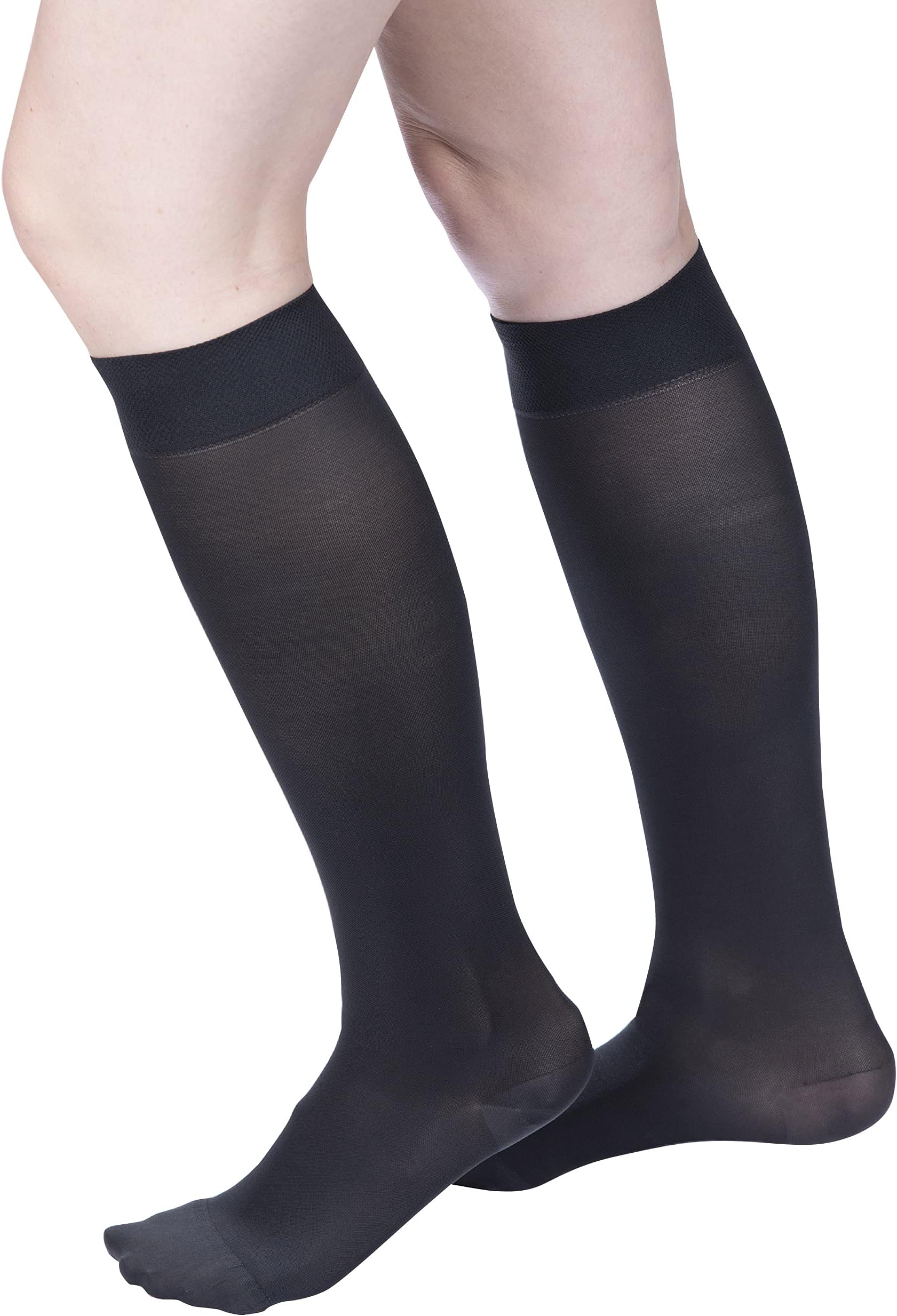 Allegro 15-20 mmHg Soft Microfiber Compression 250 Closed Toe Knee Highs, Comfortable Support Garments