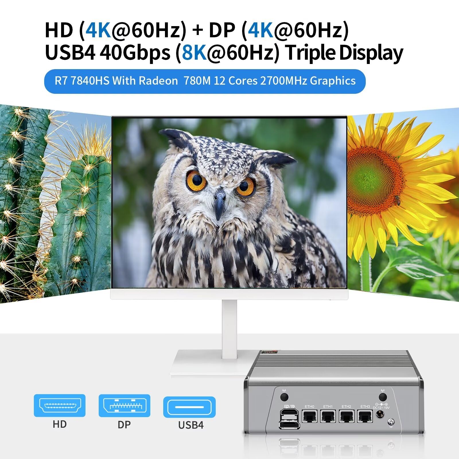 mm.micro147 Glovary Mini PC AMD Ryzen 7 7840HS (8C16T, up to 5.1GHz), Office