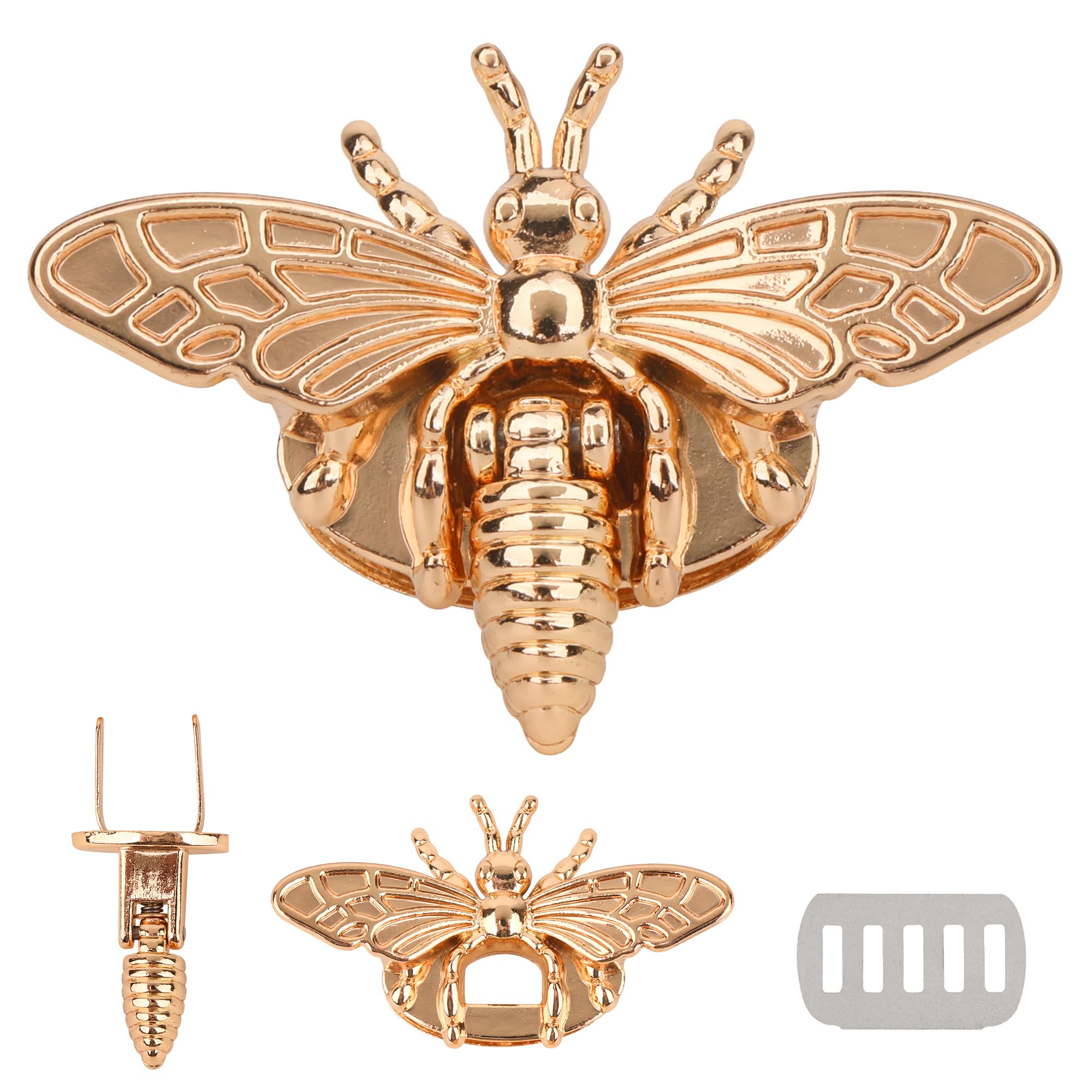 Trimming Shop Metal Bee Shaped Twist Turn Lock, Retro Bag Clasp Hardware for DIY Leather Craft, Handbags, Purses, Shoulder Bags, Decorative Bee Lock, Stylish Handbag Clasp Closure, Gold