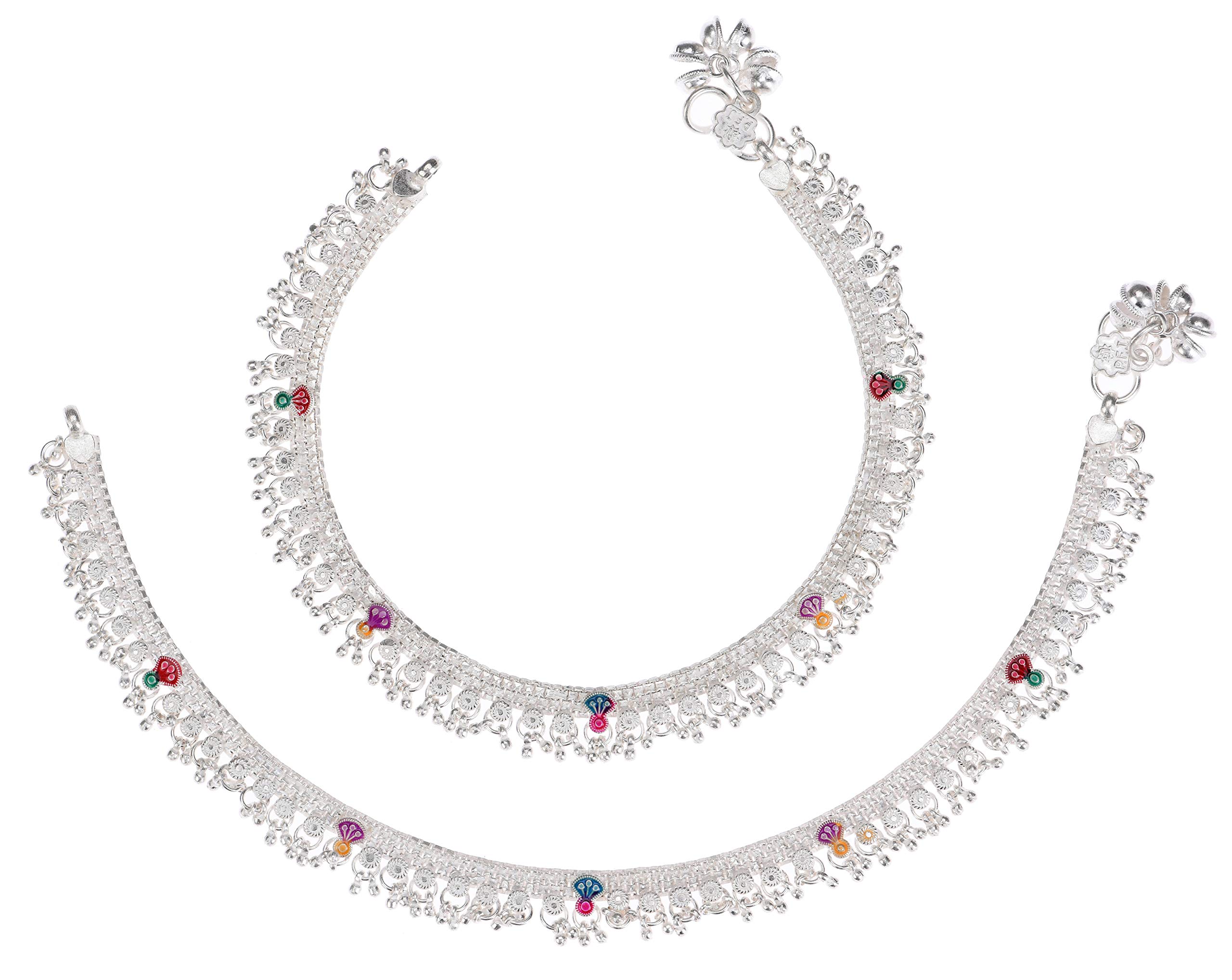 White Metal Silver Plated Payal Anklet for Women & Girls