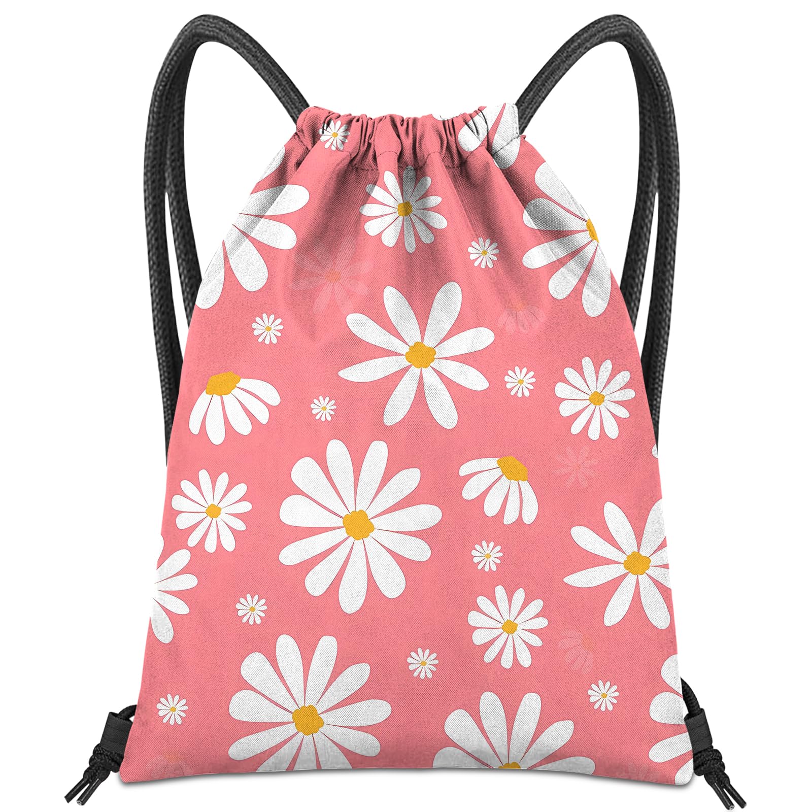 BHAHB Drawstring Backpack for String Bag Waterproof Cute Sports Beach Swimming Travel (13"×17")-Daisy