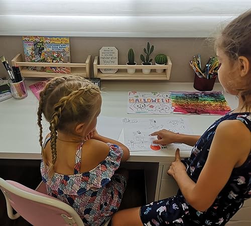 Miniatura 7 de MiniOwls Estante flotante de madera para libros, almacenamiento para colgar en la pared para animales de peluche, peluches, coleccionables,