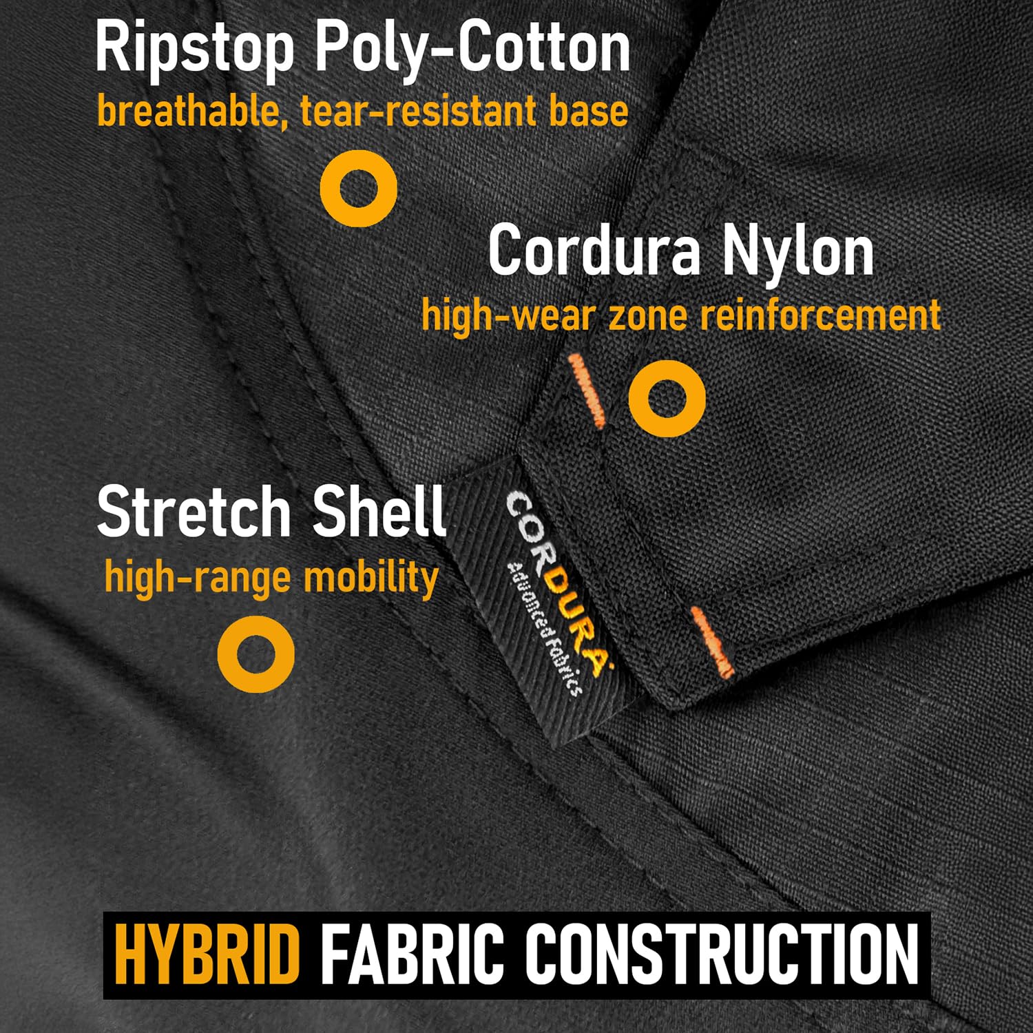 ACE Constructor Herren Hybrid-Arbeitshose kurz - Outdoor-Cargoshorts mit Cordura und Stretch-Gummizug für Männer - 44 bis 66