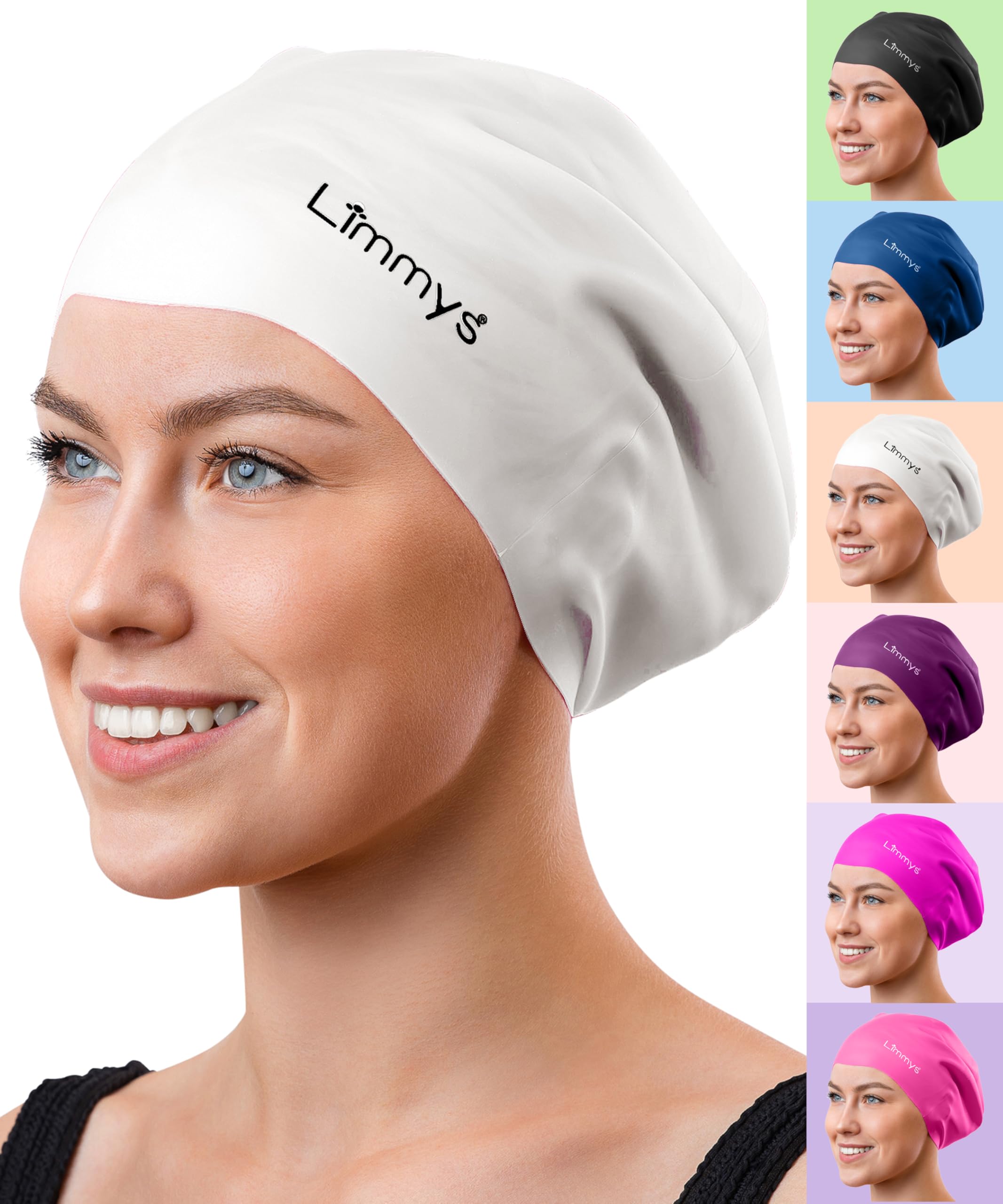 Limmys Cuffia Piscina per Adulti con Capelli Lunghi - Cuffia Piscina Donna e Uomo 100% Silicone - Cuffia Nuoto di qualità Superiore, Elastica e Comoda - Disponibile in Diversi Meravigliosi Colori