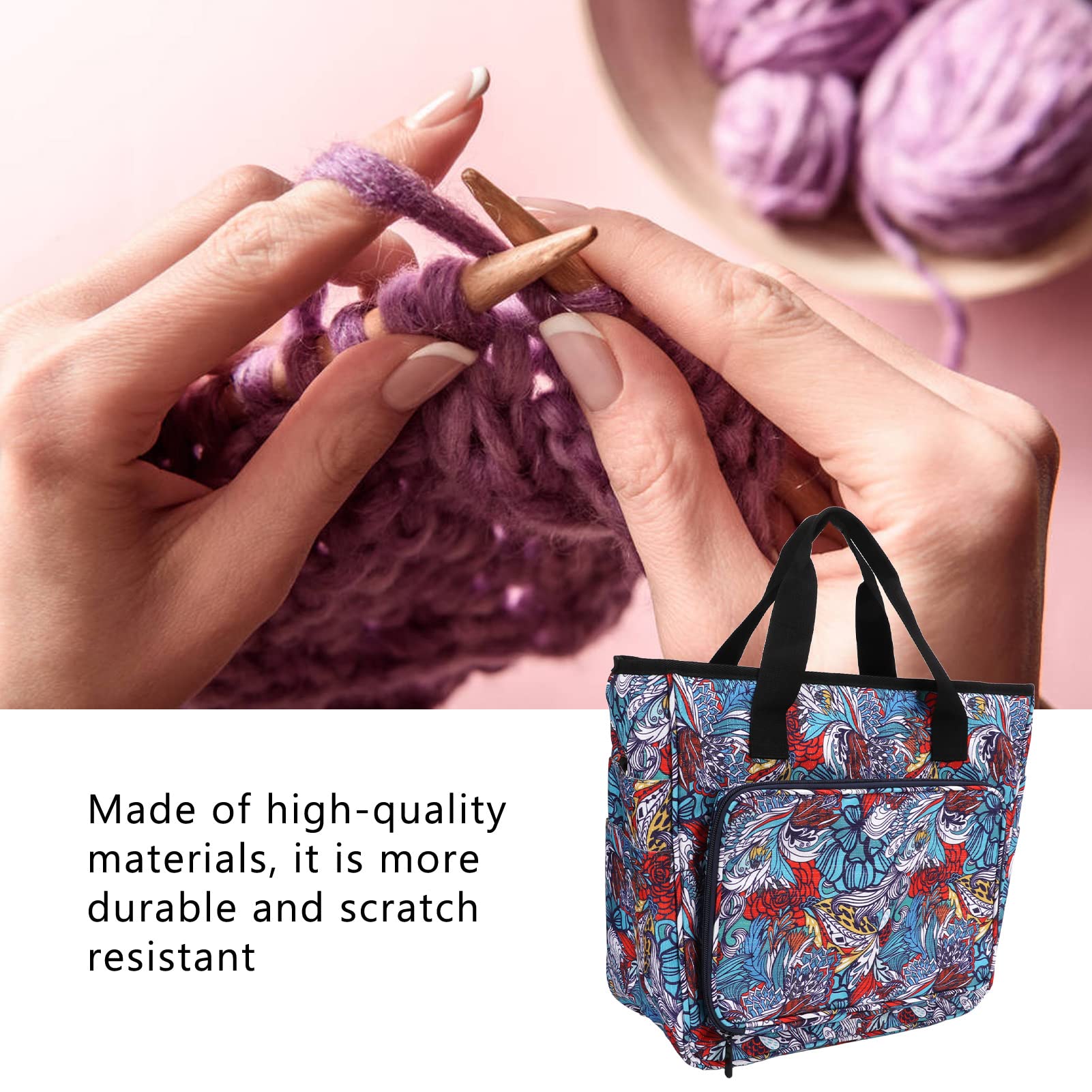 Bolsa de Tejer, Bolsa de Ganchillo Duradera y Resistente a Los Arañazos de Tela Oxford 600D, Organizador de Bolsa de Ganchillo de Fácil Almacenamiento Ajustable Desmontable, para Ganchos de Gan