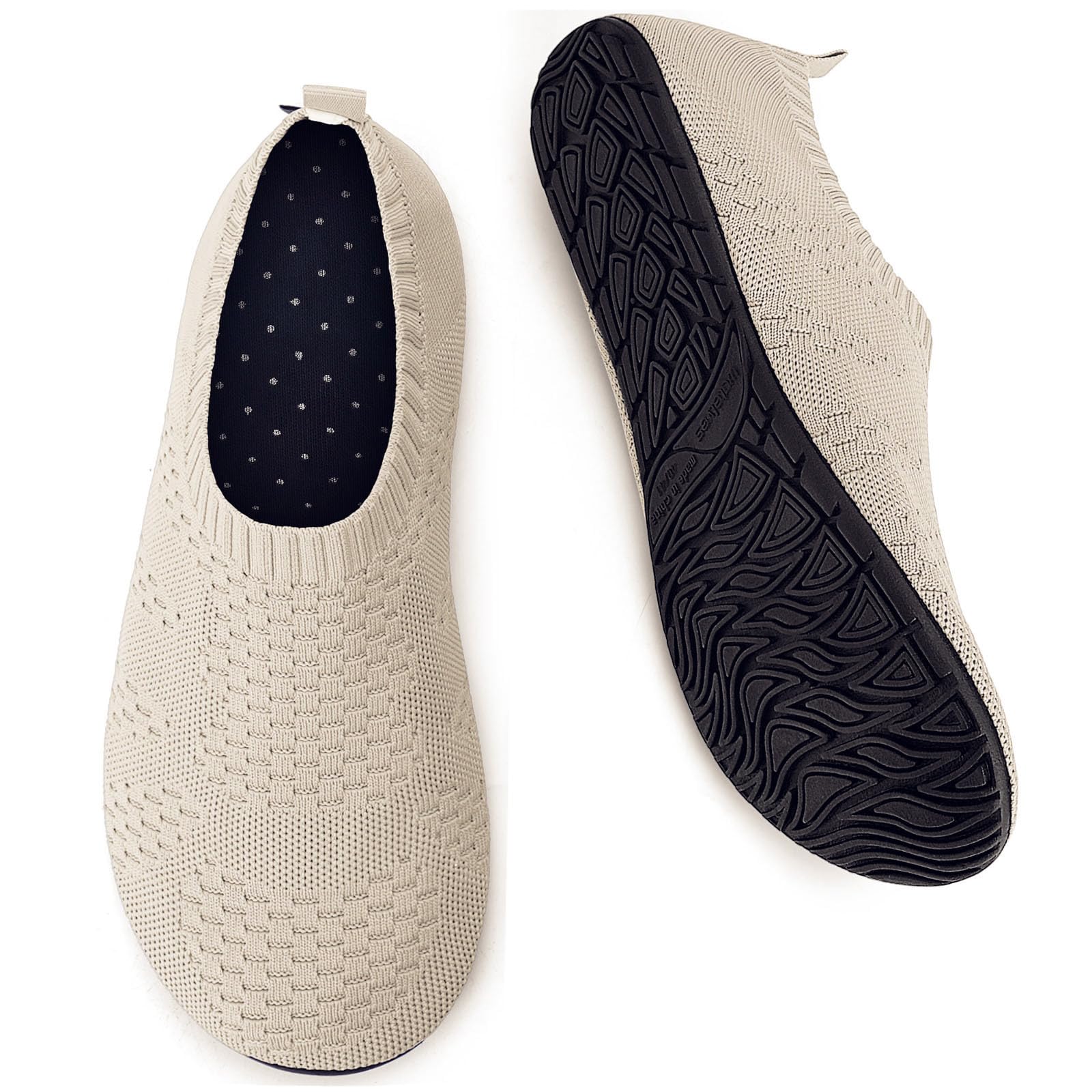 WateLves Barefoot Water Shoes for Women Men Travel Slippers Socks House Shoes Quick-Dry Aqua Socks for Beach Swim Pilates Yoga Dancing Camping Must Haves (Beige, 40/41)