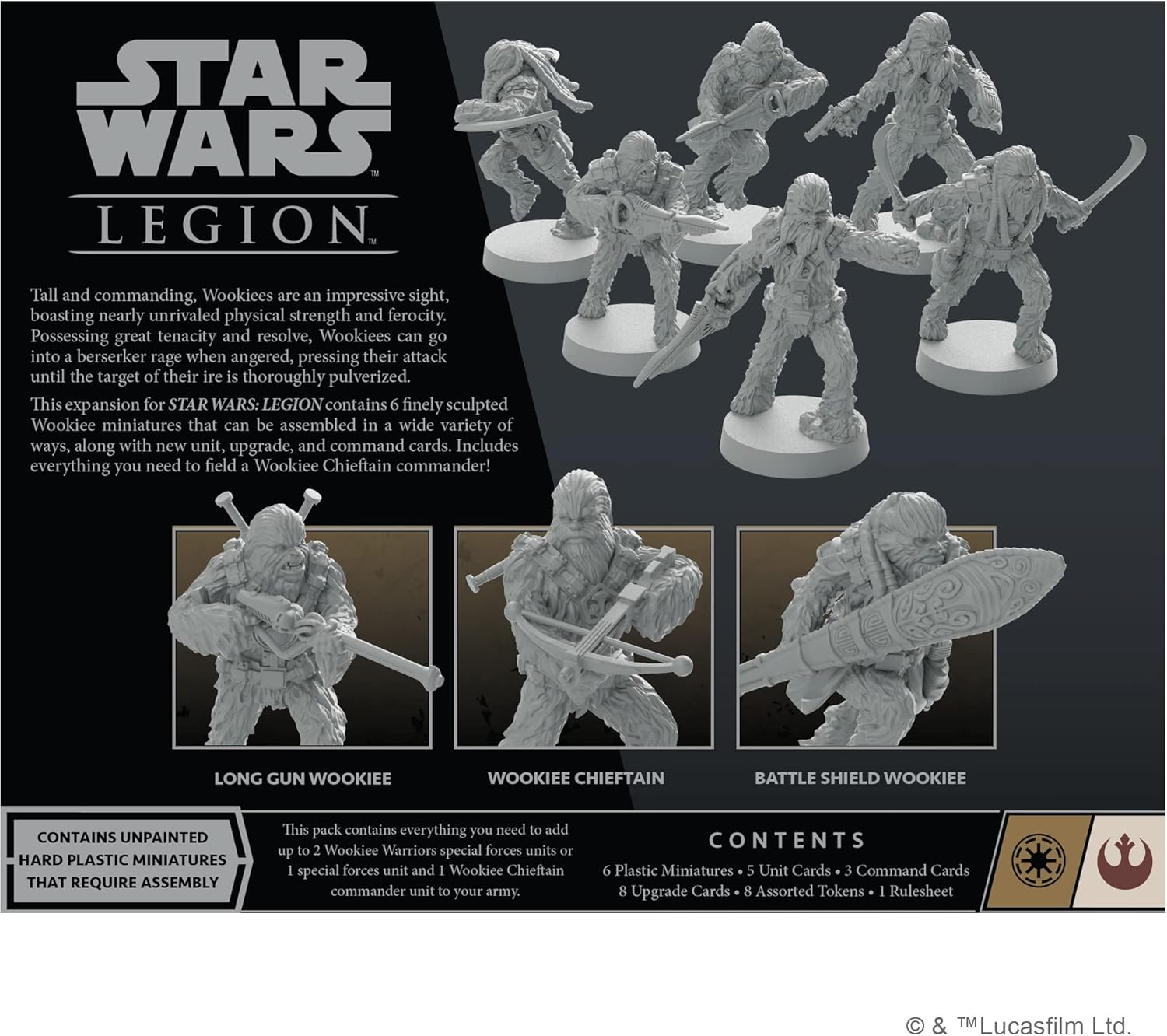 Star Wars Legion Wookie Warriors Expansión  Juego de batalla para dos jugadores  Juego de miniaturas  Juego de estrategia para adultos y adolescentes  A partir de 14 años  Tiempo de juego promedio de 3 horas  Hecho por Atomic Mass Games Colombia