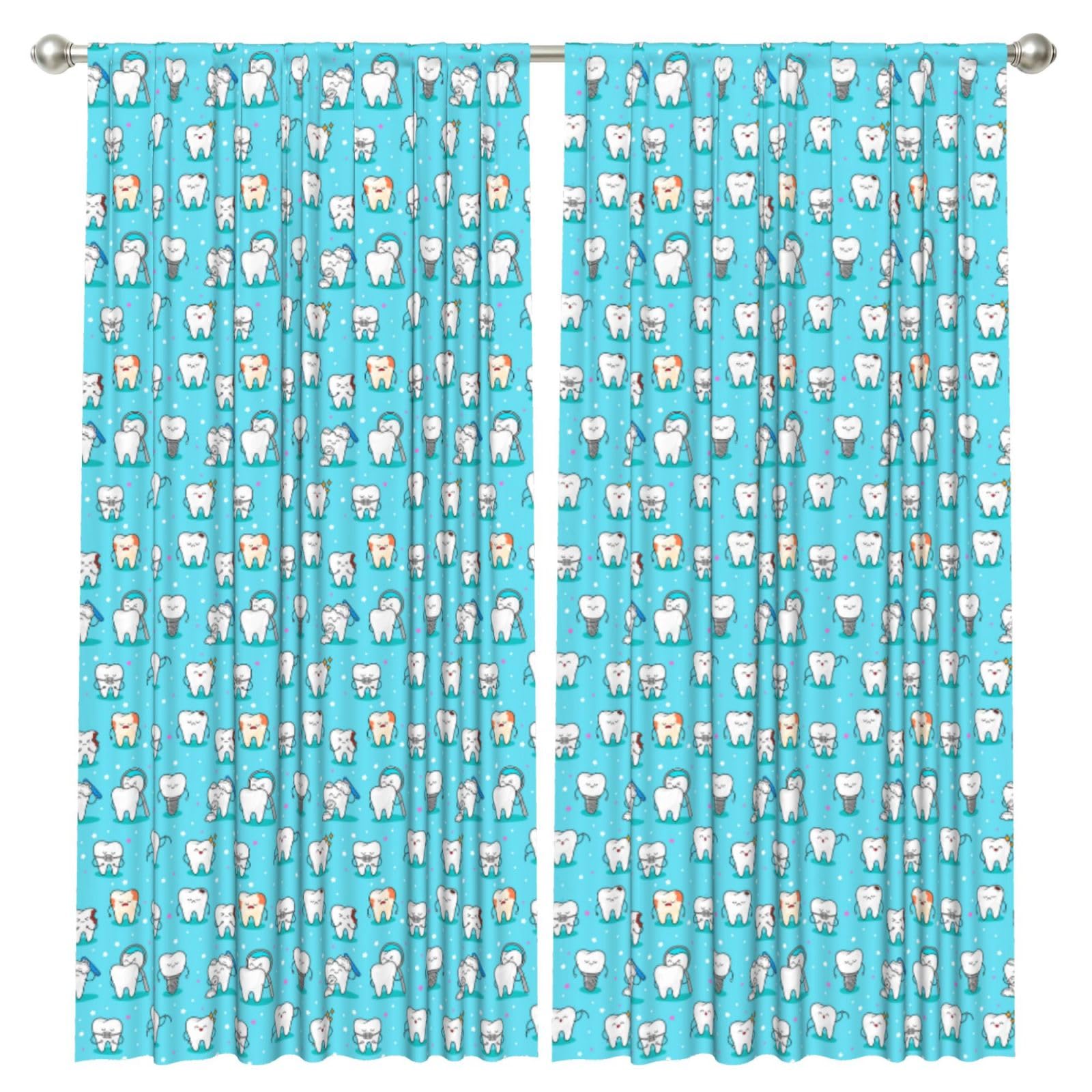 InOmak Teeth Background, 2 Panels Window Curtains 52 x 84 Inch Blackout Curtains for Living Room Bedroom