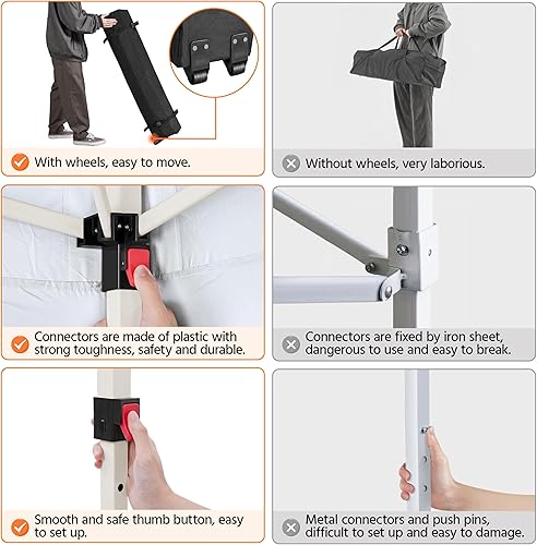 Miniatura 7 de Yaheetech Toldo desplegable de 10 x 10 pies, toldos instantáneos para exteriores, refugio de playa con borde circundante con bolsa de transporte con