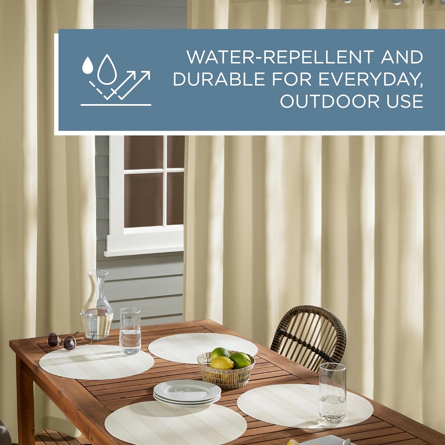 Natural Light Filtering Polyester Grommet Top Curtain Panels