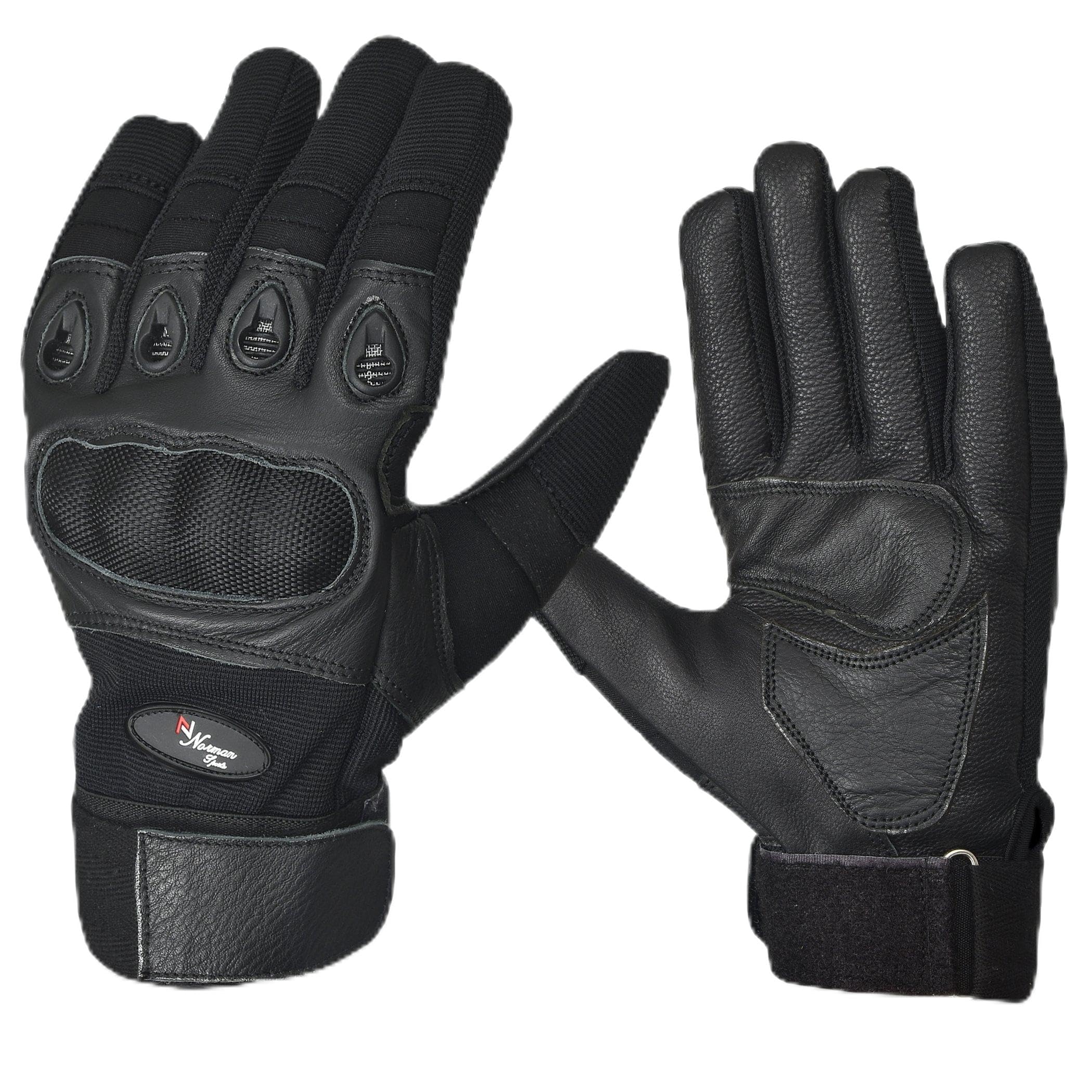 Norman Men's Black Outdoor Gloves Full Finger Hiking Riding Cycling Outdoor Sports (L)