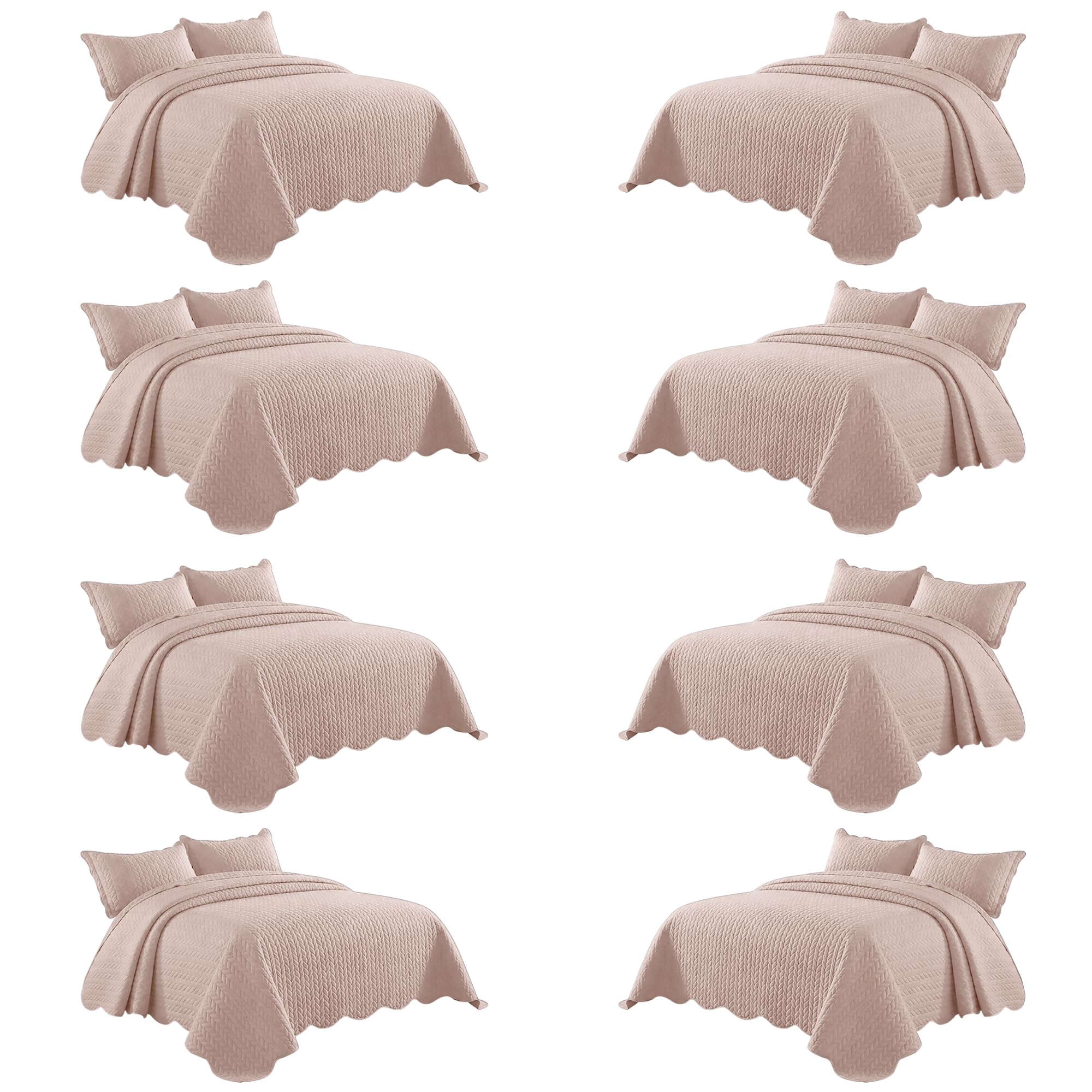 IR Imperial Rooms King Quilt Baby Pink Leaf 8 Pack for Hotel Guest Room