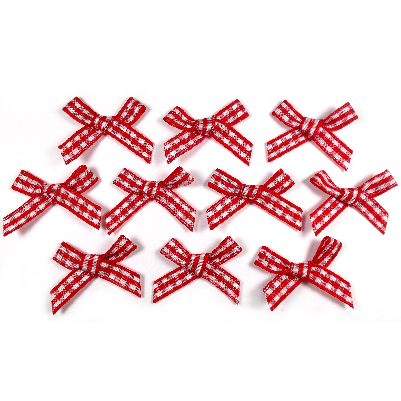 Push The Button Red Gingham Check Ribbon Bows 3Cm Wide Pack Of 10 (Red)
