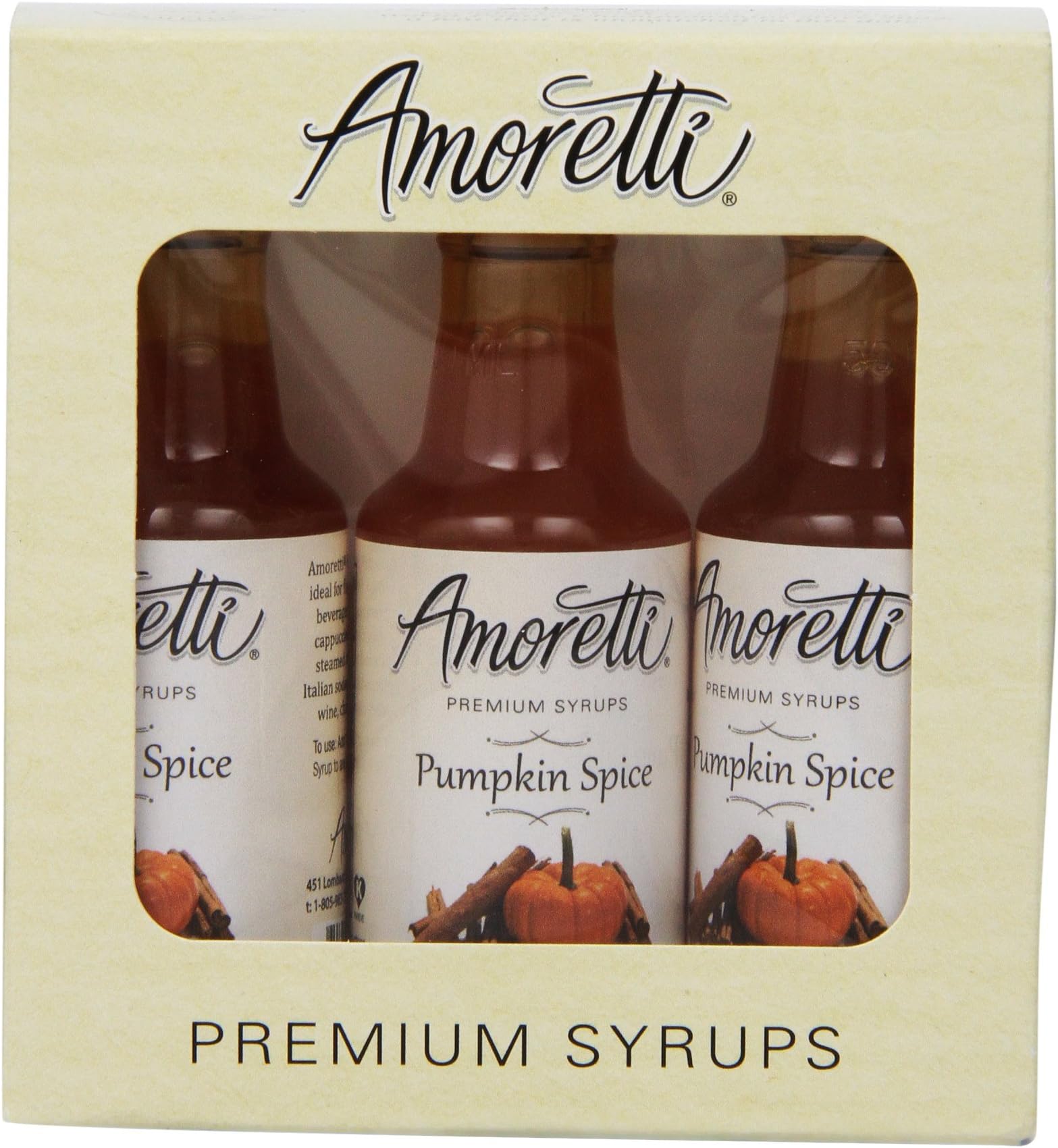 Amoretti Premium Pumpkin Spice Syrups 50ml 3 Pack