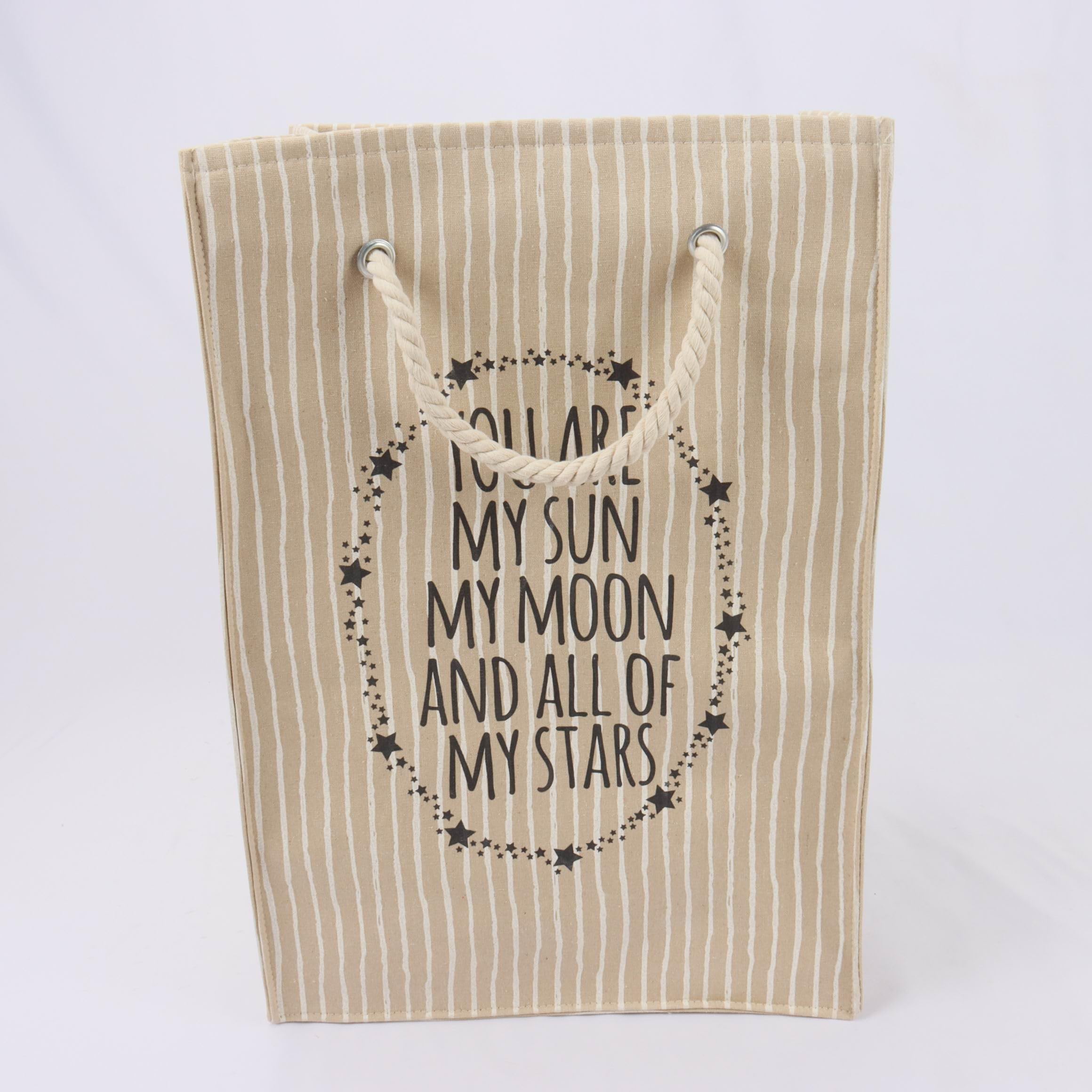 Large Fabric Laundry Hamper Slogan Bag Fully Lined Rope Handles 3 Great Designs Washing Clothes Basket (All Of My Stars)
