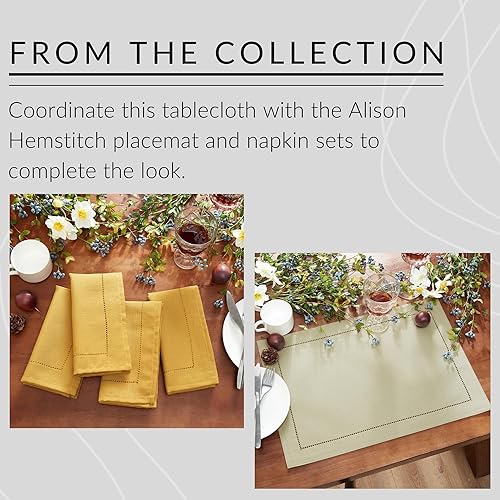 Miniatura 6 de Elrene Home Fashions Alison Mantel de tela con borde de vainica, 52 x 52 pulgadas, cuadrado, amarillo dorado