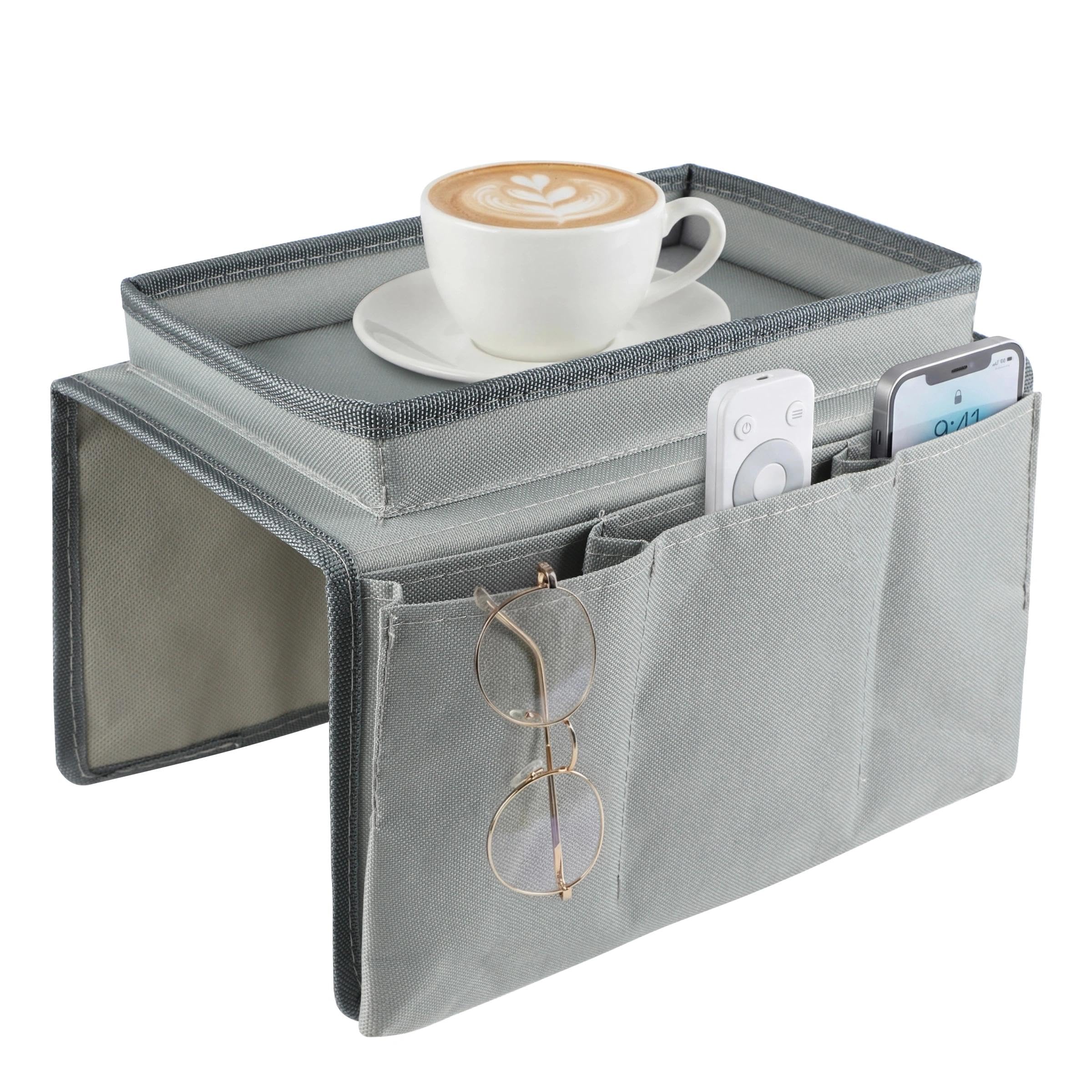 Armchair Tray Double-Sided with Pockets, Armchair Organiser,Sofa Cup Holder