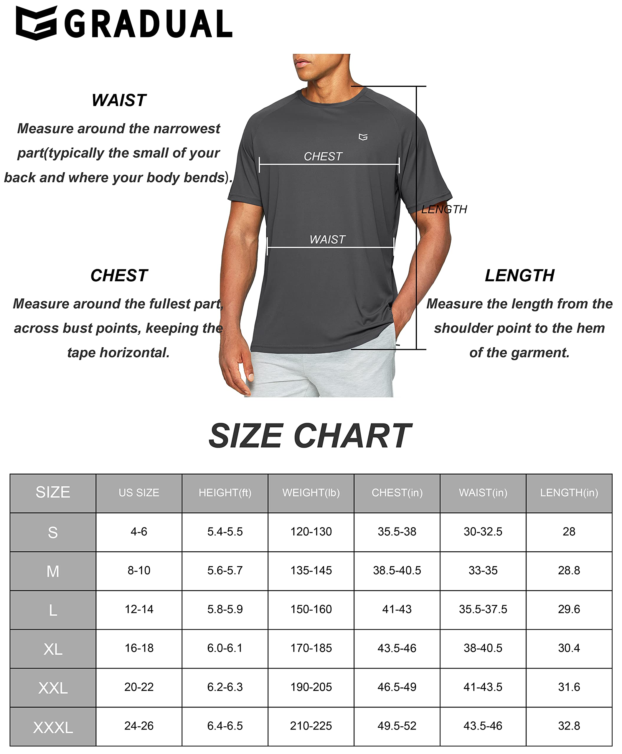 G Gradual Camisetas de entrenamiento de secado rápido para hombre, de manga corta, ligeras, para gimnasio, correr, playa, senderismo