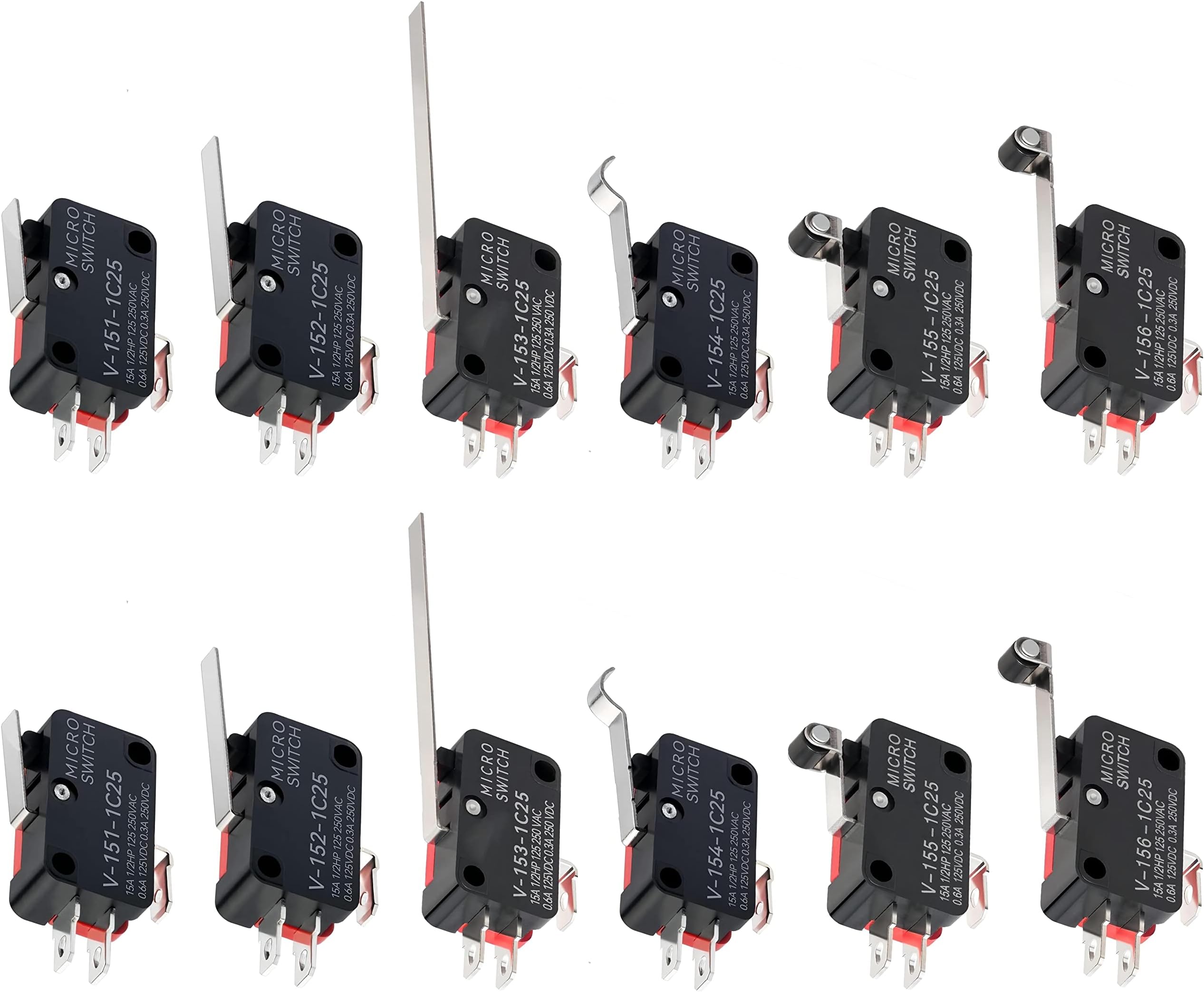 WWZMDiB Lead Limit Switch SPDT 3 Pin Snap Action Micro Switch Multi-Model Selection (12Pcs V-15 Series Suite)